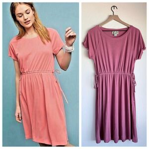 Anthropology Saturday Sunday Cupro Drawstring Waist Dress in Mauve Pink Sz Small